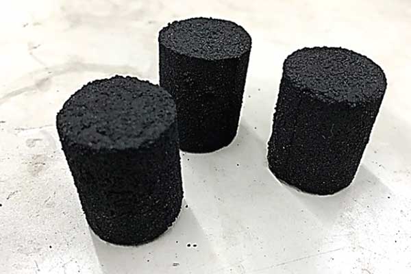 Cylindrical blocks of water hyacinth biochar